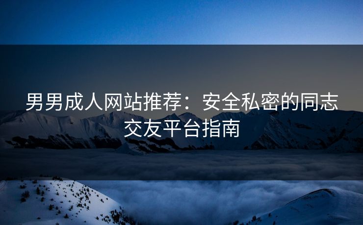 男男成人网站推荐：安全私密的同志交友平台指南