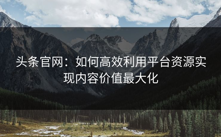 头条官网：如何高效利用平台资源实现内容价值最大化