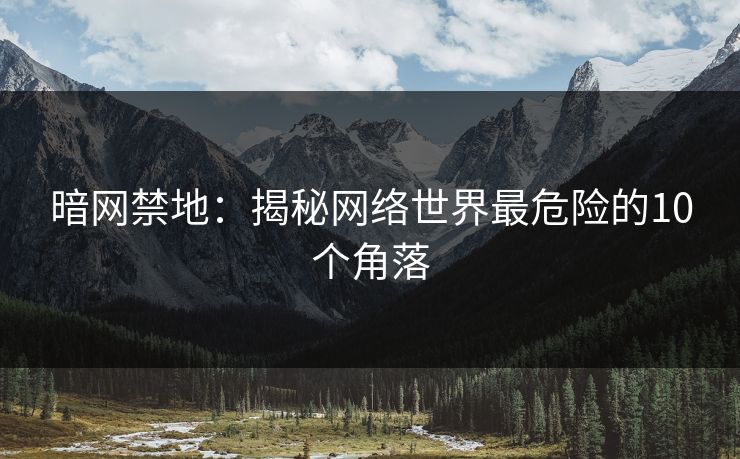 暗网禁地：揭秘网络世界最危险的10个角落