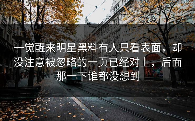 一觉醒来明星黑料有人只看表面，却没注意被忽略的一页已经对上，后面那一下谁都没想到  第1张